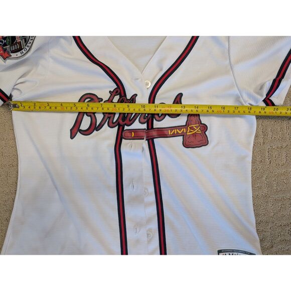 Majestic Los Bravos Jersey Women Medium Atlanta Braves Cool Base Rare - Picture 8 of 16